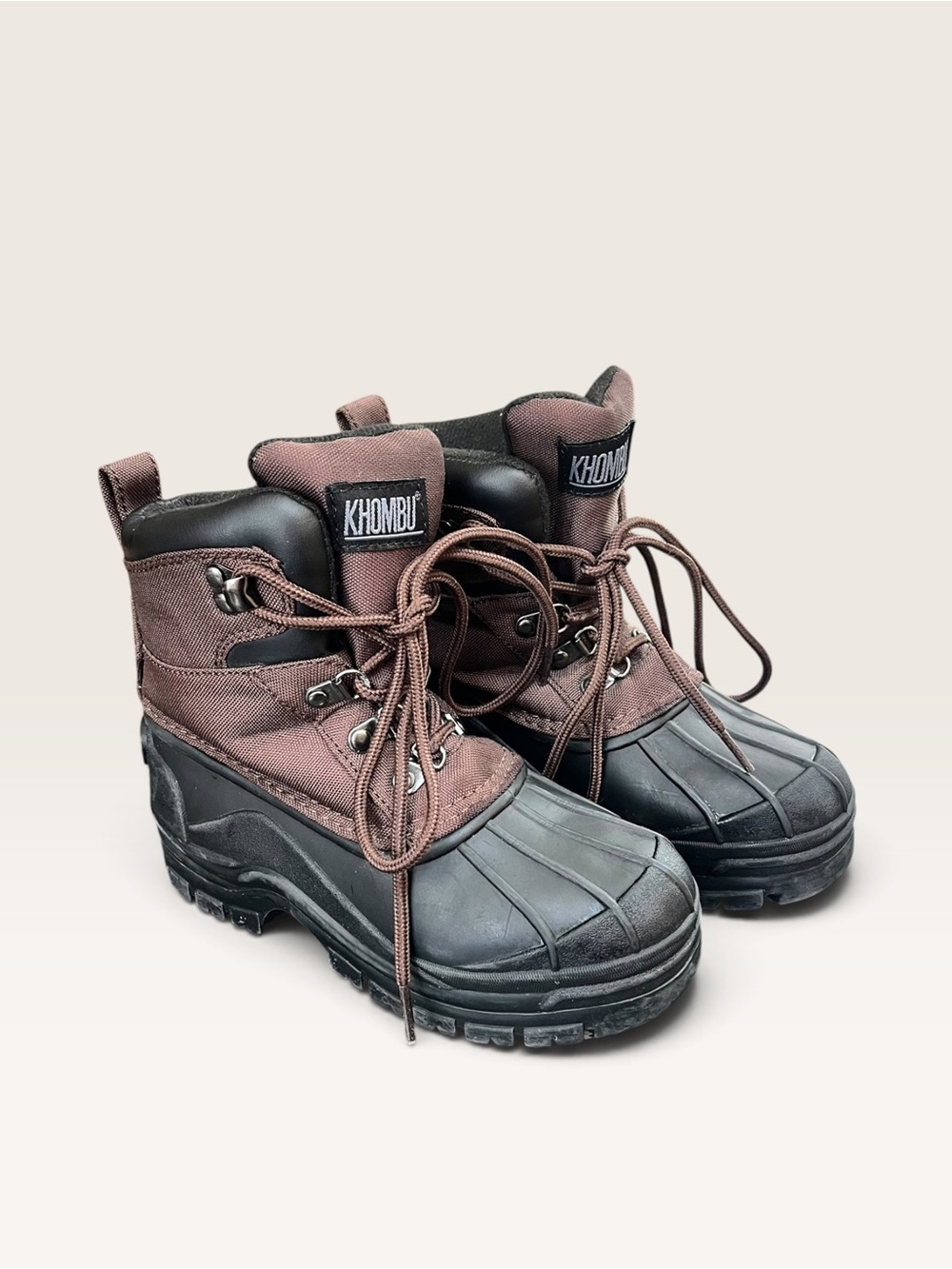 Khombu Totes Kids Brown and Black Lace-Up Waterproof Snow Boots 13